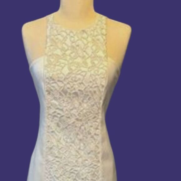 Laundry By Shelli Segal White Sleeveless Floral Lace Sheath Dress Size 0 - Picture 2 of 12